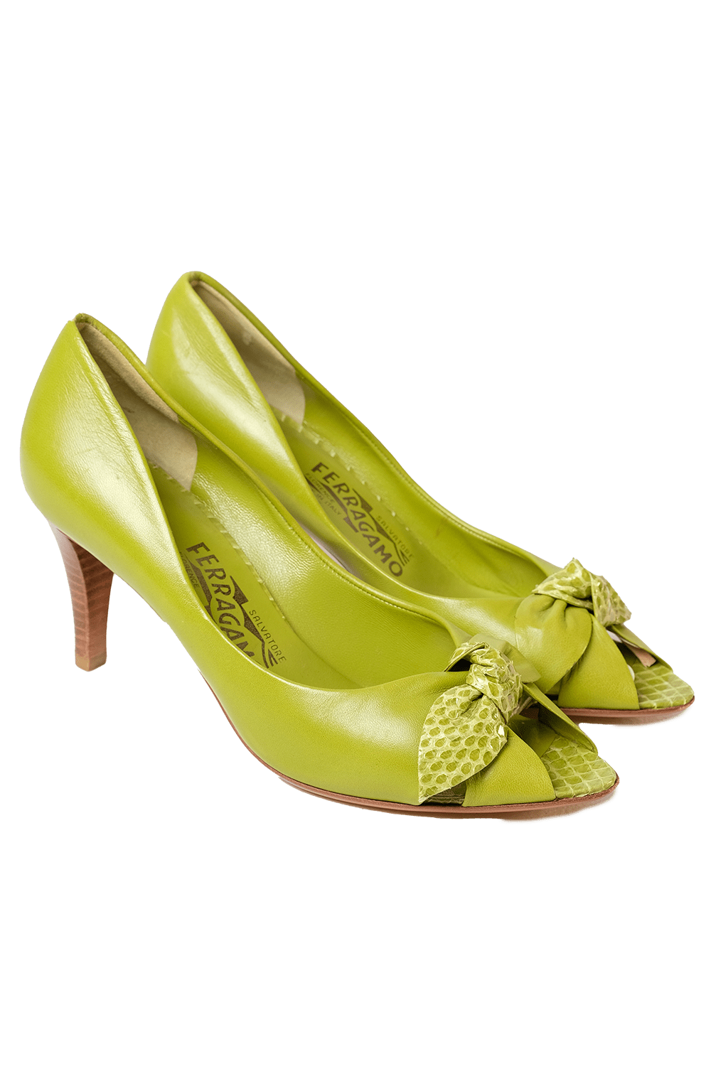 Salvatore Ferragamo Lime Heels