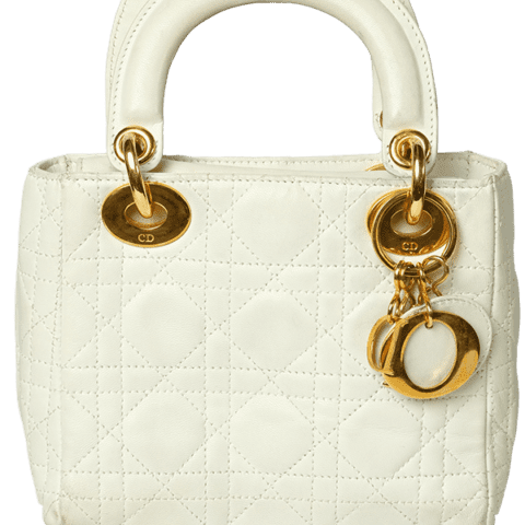 Dior White Leather Hand Bag